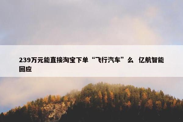 239万元能直接淘宝下单“飞行汽车”么  亿航智能回应