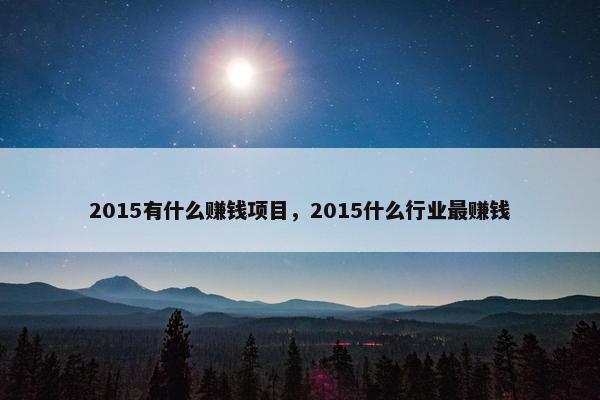 2015有什么赚钱项目，2015什么行业最赚钱