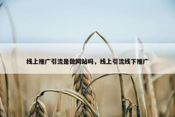 线上推广引流是做网站吗，线上引流线下推广