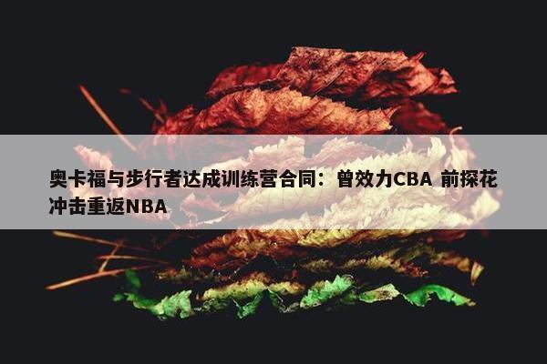 奥卡福与步行者达成训练营合同：曾效力CBA 前探花冲击重返NBA