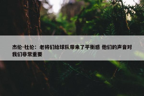 杰伦-杜伦：老将们给球队带来了平衡感 他们的声音对我们非常重要