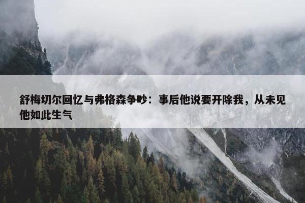 舒梅切尔回忆与弗格森争吵：事后他说要开除我，从未见他如此生气