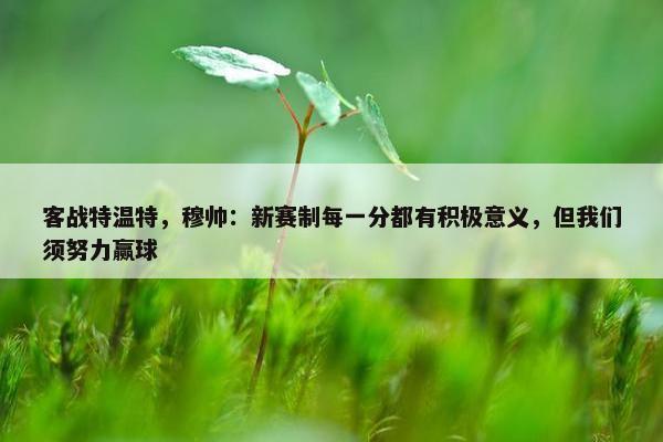 客战特温特，穆帅：新赛制每一分都有积极意义，但我们须努力赢球