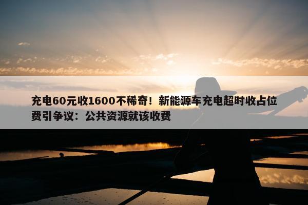 充电60元收1600不稀奇！新能源车充电超时收占位费引争议：公共资源就该收费