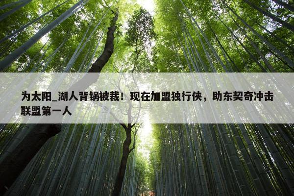 为太阳_湖人背锅被裁！现在加盟独行侠，助东契奇冲击联盟第一人